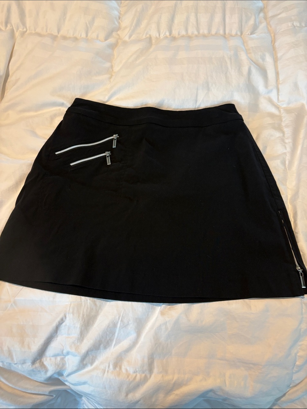 Jamie Sadock Black Mini Skirt with Dual Zip Accent